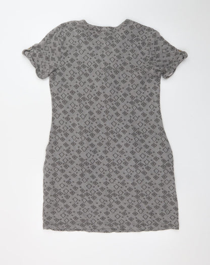Mantaray Womens Grey Henley T-Shirt Dress Size 12 Cotton Blend