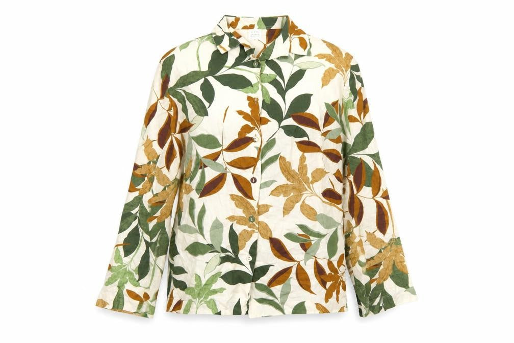 John Lewis Women’s Multicoloured Leaf Print Cotton Button-Up Shirt Size 10