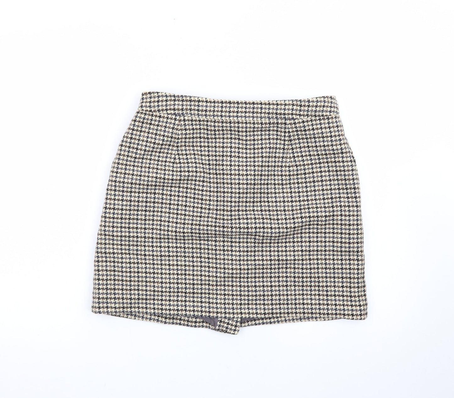 A.P.C. Women's Brown Wool A-Line Houndstooth Short Skirt Size 12