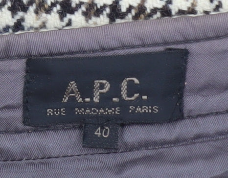 A.P.C. Women's Brown Wool A-Line Houndstooth Short Skirt Size 12