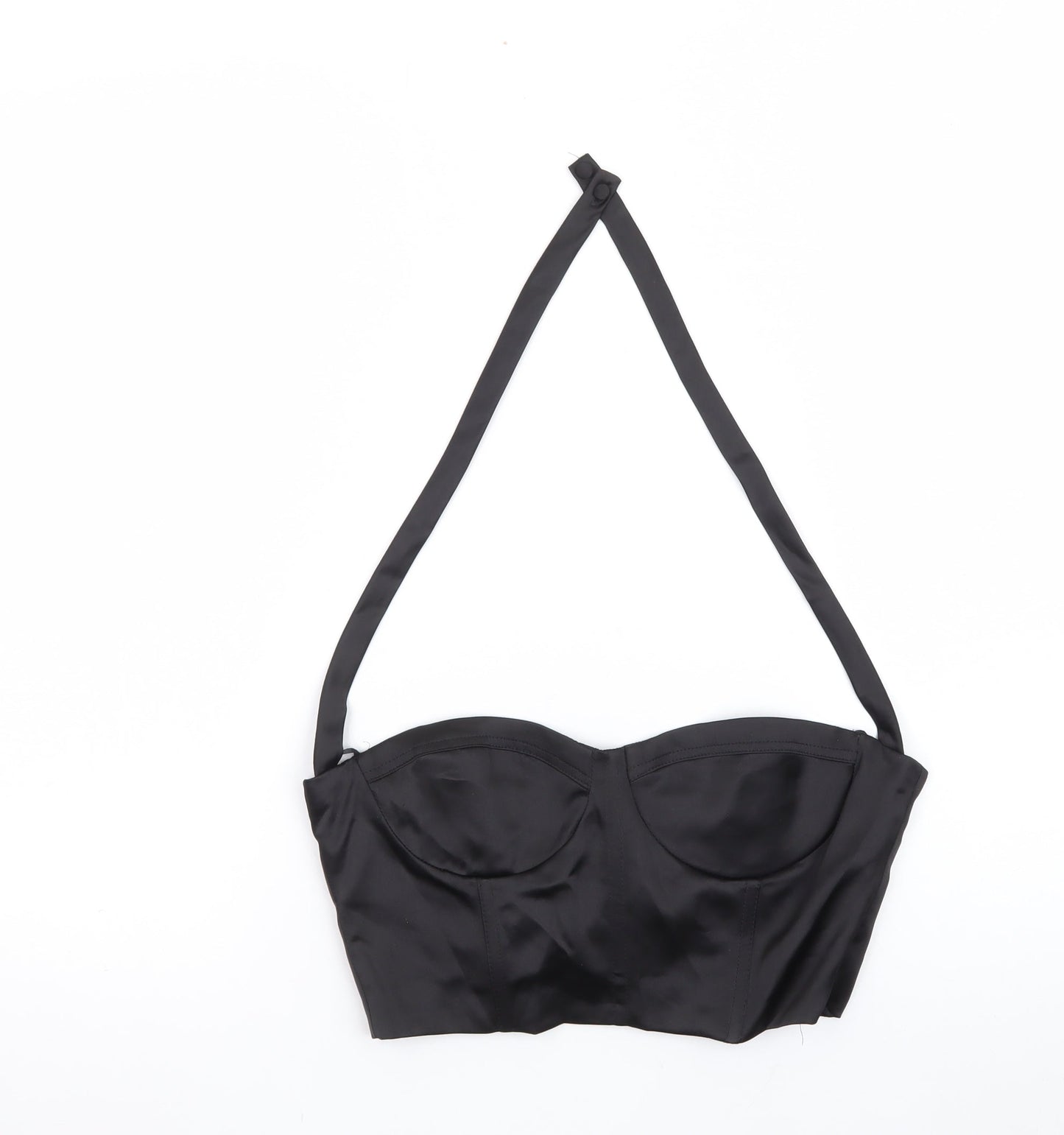 Zara Womens Black Satin Halter Camisole Crop Top Size 12