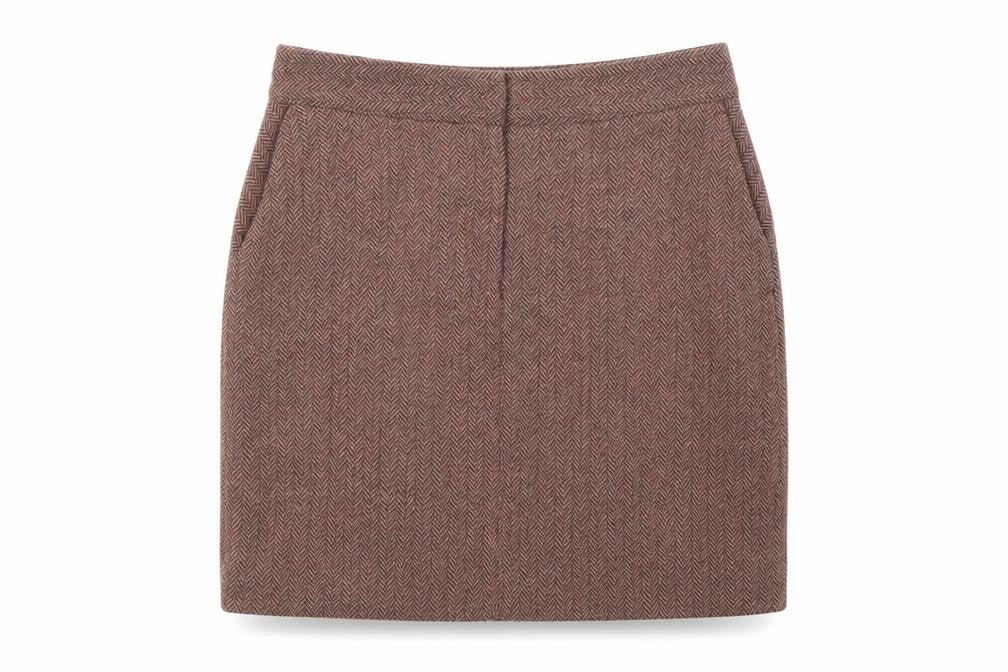 Next Women Brown Tweed Pencil Skirt Size 10 Wool Blend