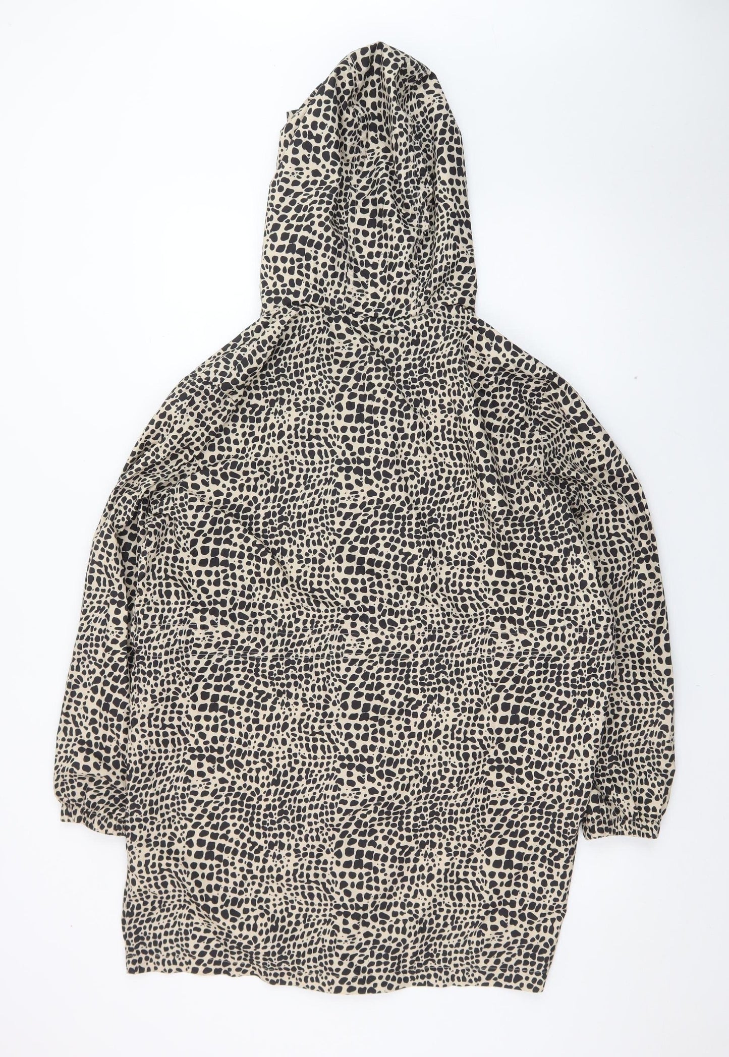 Tu Women's Beige Animal Print Hooded Rain Coat Jacket Size L