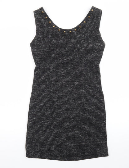 Glamorous Women’s Black Sheath Studded Short Dress Size 10