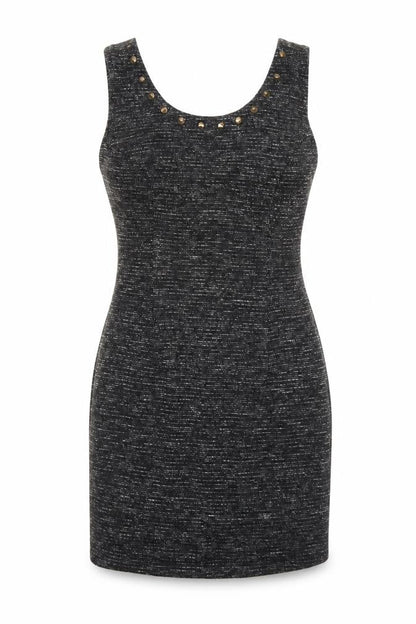 Glamorous Women’s Black Sheath Studded Short Dress Size 10