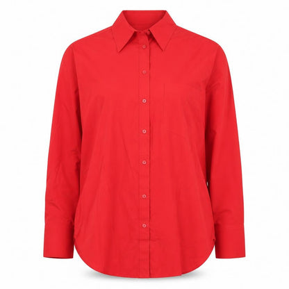 Next Women Red Button-Up Collared Long Sleeve Cotton Shirt Size 8