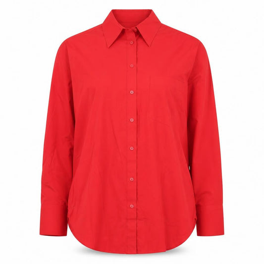 Next Women Red Button-Up Collared Long Sleeve Cotton Shirt Size 8