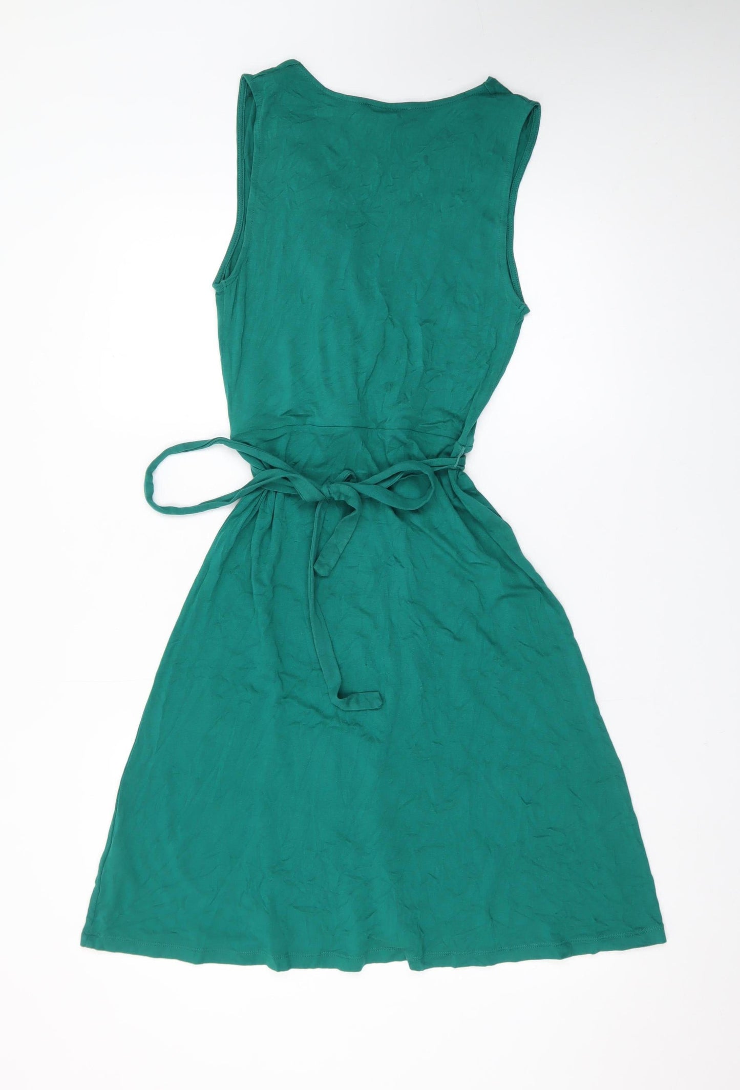 Warehouse Women’s Green Wrap Belted Jersey Dress Size 10