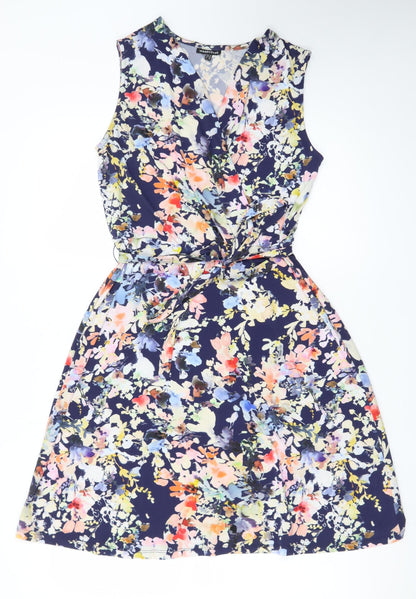 Warehouse Womens Multicoloured Floral Wrap Dress Size 10