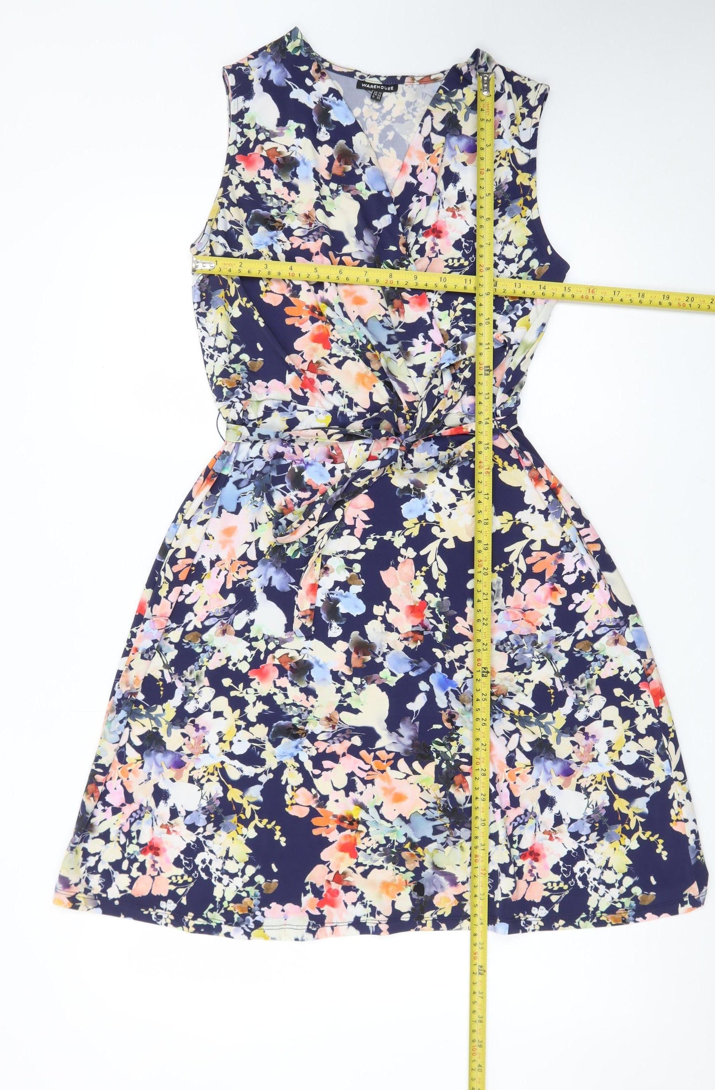 Warehouse Womens Multicoloured Floral Wrap Dress Size 10