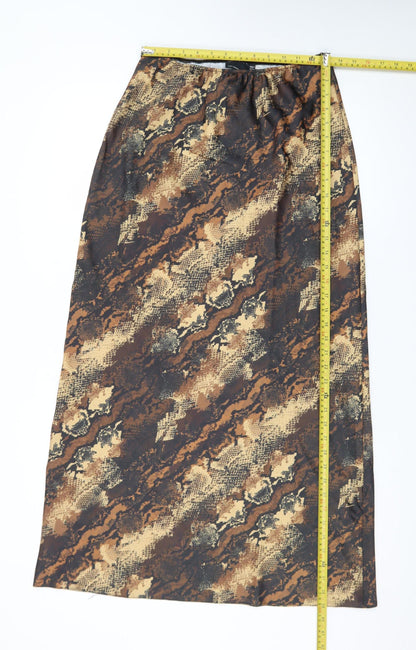 ASOS DESIGN Women Brown Animal Print Long Pencil Skirt Size 10