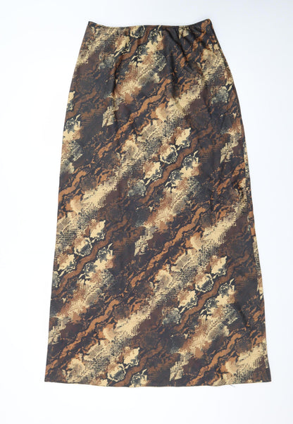 ASOS DESIGN Women Brown Animal Print Long Pencil Skirt Size 10