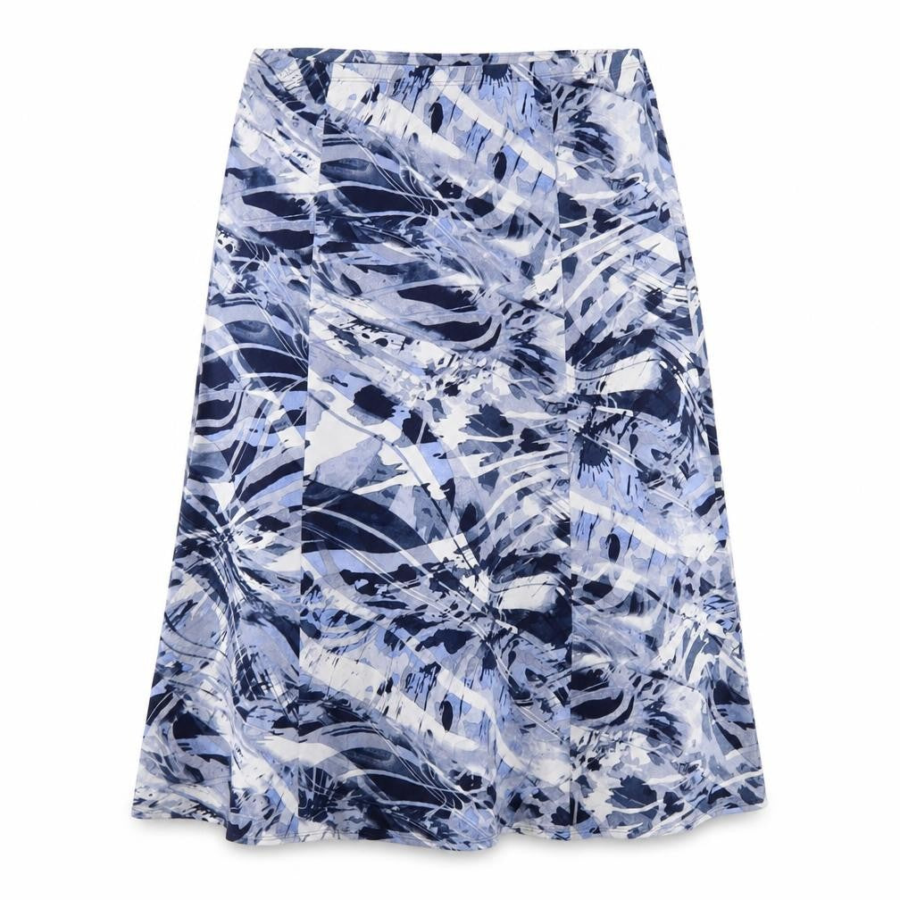 Barbara Lebek Womens Blue Geometric A-Line Midi Skirt Size 20
