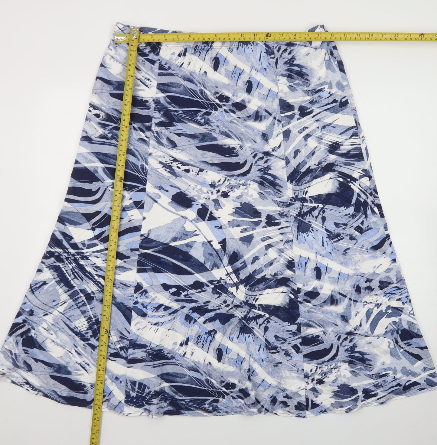 Barbara Lebek Womens Blue Geometric A-Line Midi Skirt Size 20