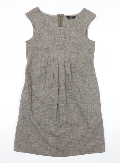 Expression Women Grey Check Sheath Work Dress Size 8 Sleeveless