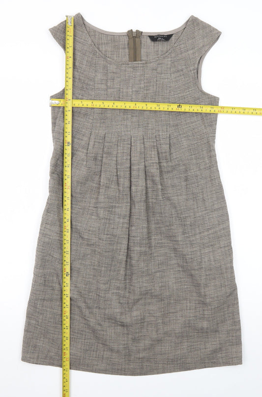 Expression Women Grey Check Sheath Work Dress Size 8 Sleeveless