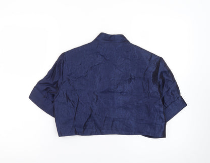 Laura Petites Women's Blue Cropped Silk Blazer Size 12 Petite