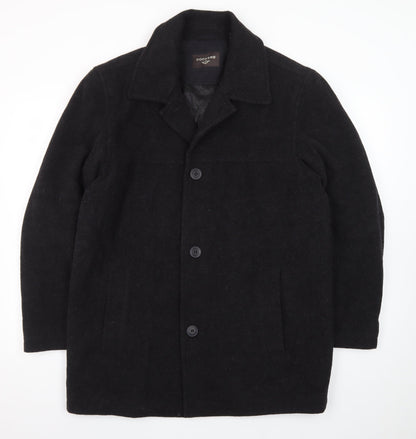Dockers Men's Black Wool Blend Mid-Length Overcoat M
