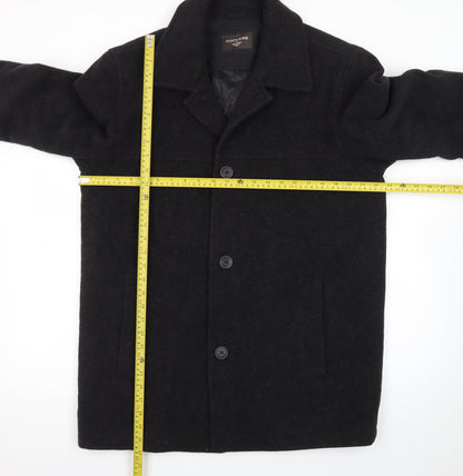 Dockers Men's Black Wool Blend Mid-Length Overcoat M