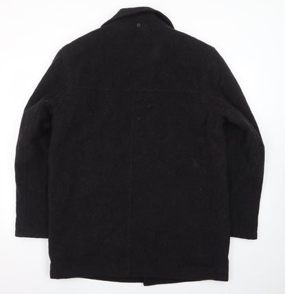 Dockers Men's Black Wool Blend Mid-Length Overcoat M