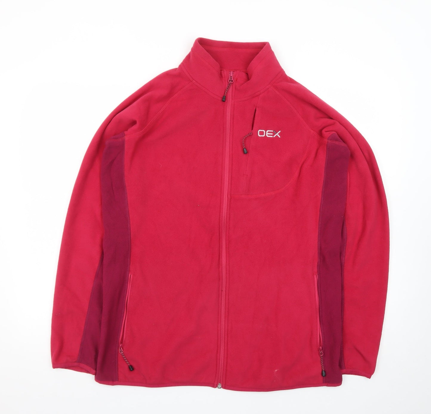OEX Women Red Fleece Full Zip Jacket Size 16 Outdoor Warm Layer