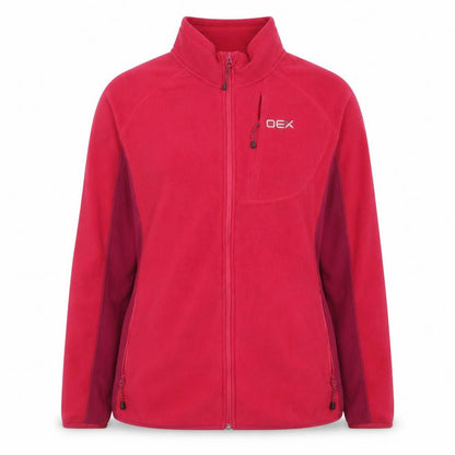 OEX Women Red Fleece Full Zip Jacket Size 16 Outdoor Warm Layer