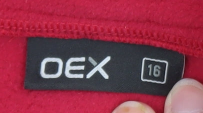 OEX Women Red Fleece Full Zip Jacket Size 16 Outdoor Warm Layer