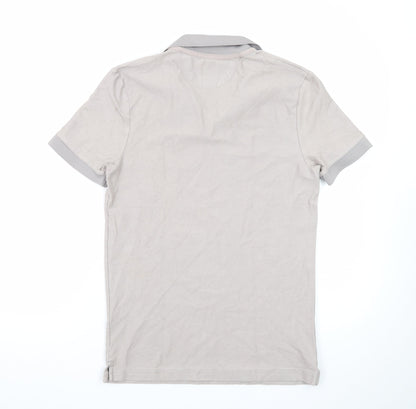 Zara Men's Beige Short Sleeve Cotton Polo Shirt Size M