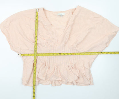 Marks and Spencer Women’s Pink Cotton Tunic Blouse Size 18 V-Neck