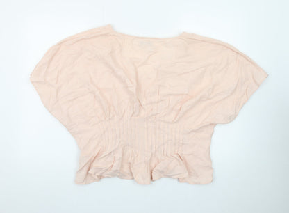 Marks and Spencer Women’s Pink Cotton Tunic Blouse Size 18 V-Neck