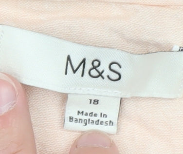 Marks and Spencer Women’s Pink Cotton Tunic Blouse Size 18 V-Neck