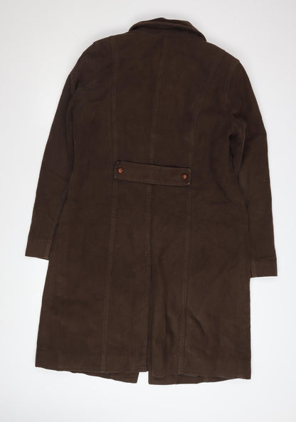 GAP Men's Brown Cotton Long Overcoat Size L Classic Buttoned Style