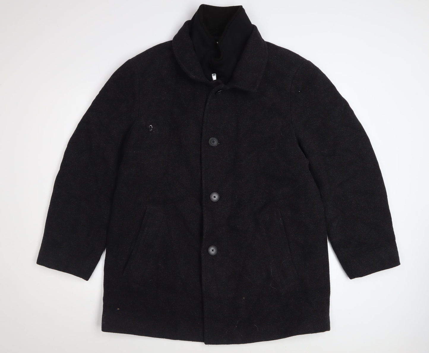 Calvin Klein Men's Black Wool Blend Overcoat Size S
