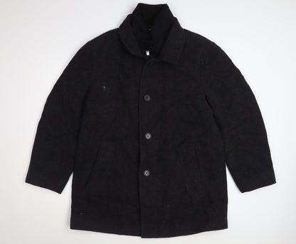 Calvin Klein Men's Black Wool Blend Overcoat Size S