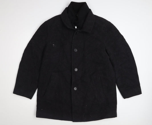 Calvin Klein Men's Black Wool Blend Overcoat Size S