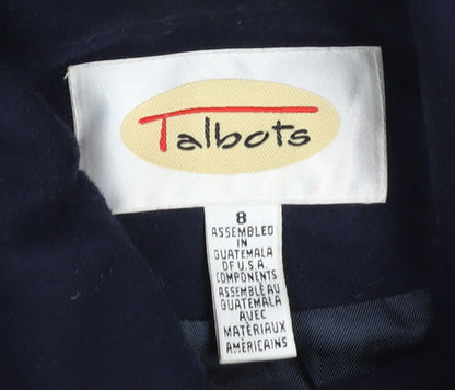 Talbots Women's Navy Blue Wool Duffle Coat Size 12 Hooded Toggle Mid-Length