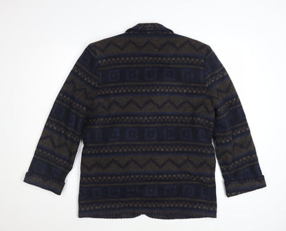 Cleo Petites Women's Navy Brown Wool Blend Aztec Blazer Size 10