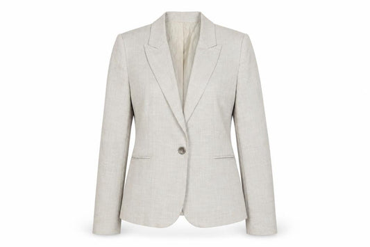 Zara Women Beige Tailored Blazer UK 14 Classic Single-Breasted Jacket