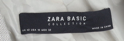 Zara Women Beige Tailored Blazer UK 14 Classic Single-Breasted Jacket