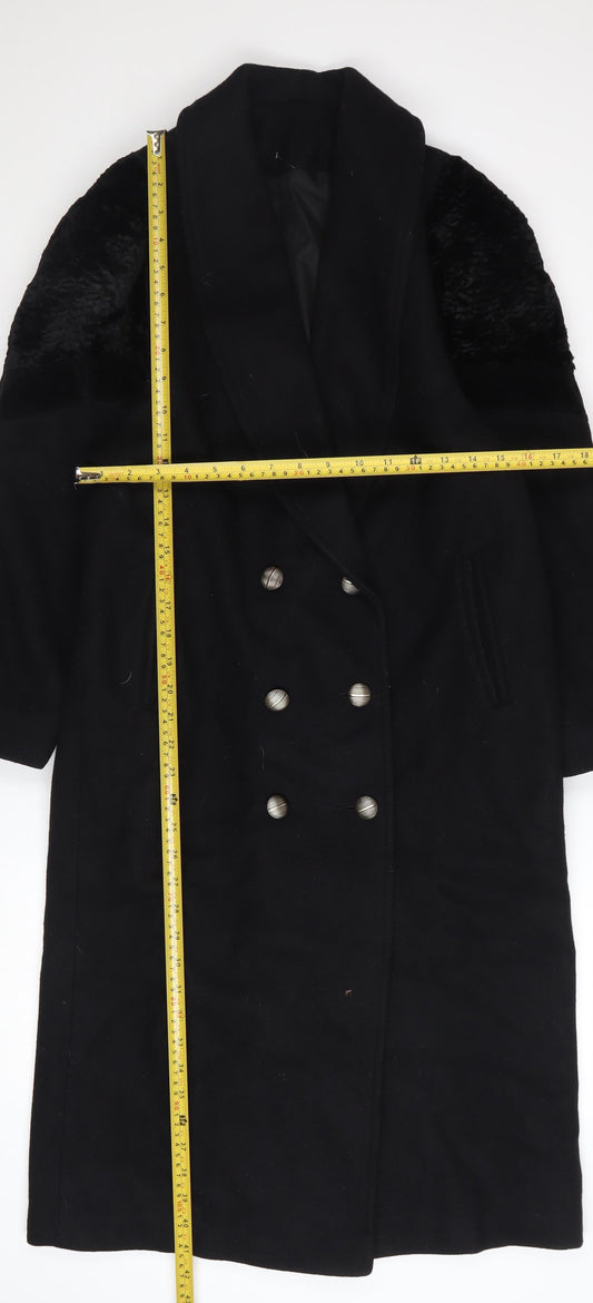 Balimel Women's Black Wool Overcoat Size 10 Long Vintage Lined