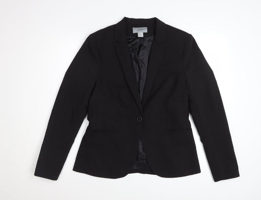 H&M Women’s Black Blazer Size 14 Slim Fit Tailored One Button Jacket