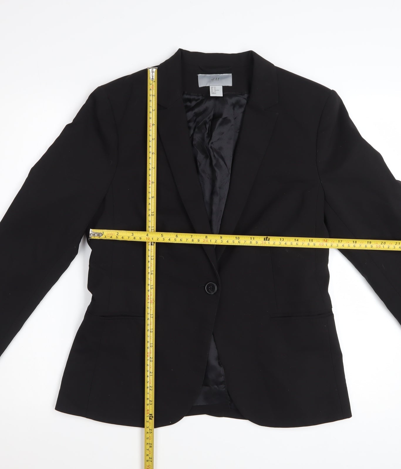H&M Women’s Black Blazer Size 14 Slim Fit Tailored One Button Jacket