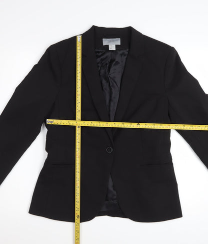 H&M Women’s Black Blazer Size 14 Slim Fit Tailored One Button Jacket