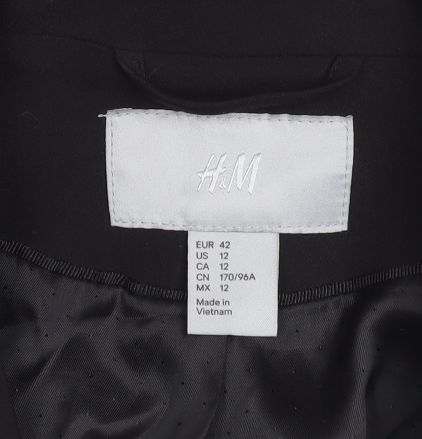 H&M Women’s Black Blazer Size 14 Slim Fit Tailored One Button Jacket