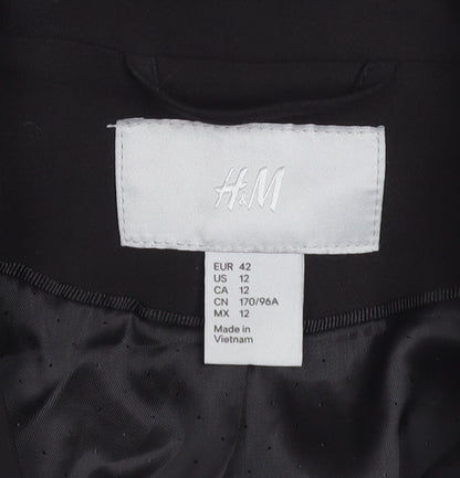 H&M Women’s Black Blazer Size 14 Slim Fit Tailored One Button Jacket