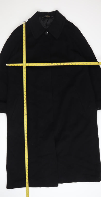 Marks and Spencer Women Black Wool Blend Long Overcoat UK 12