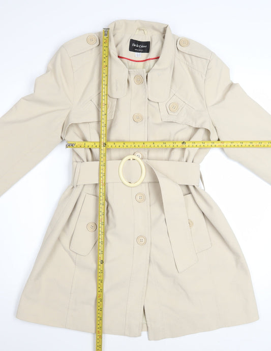 De la Crème Women’s Beige Trench Coat Size 14 Belted Mid-Length