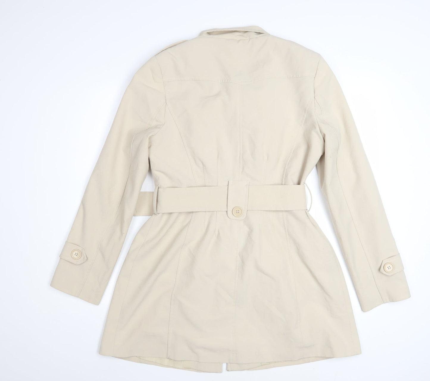 De la Crème Women’s Beige Trench Coat Size 14 Belted Mid-Length