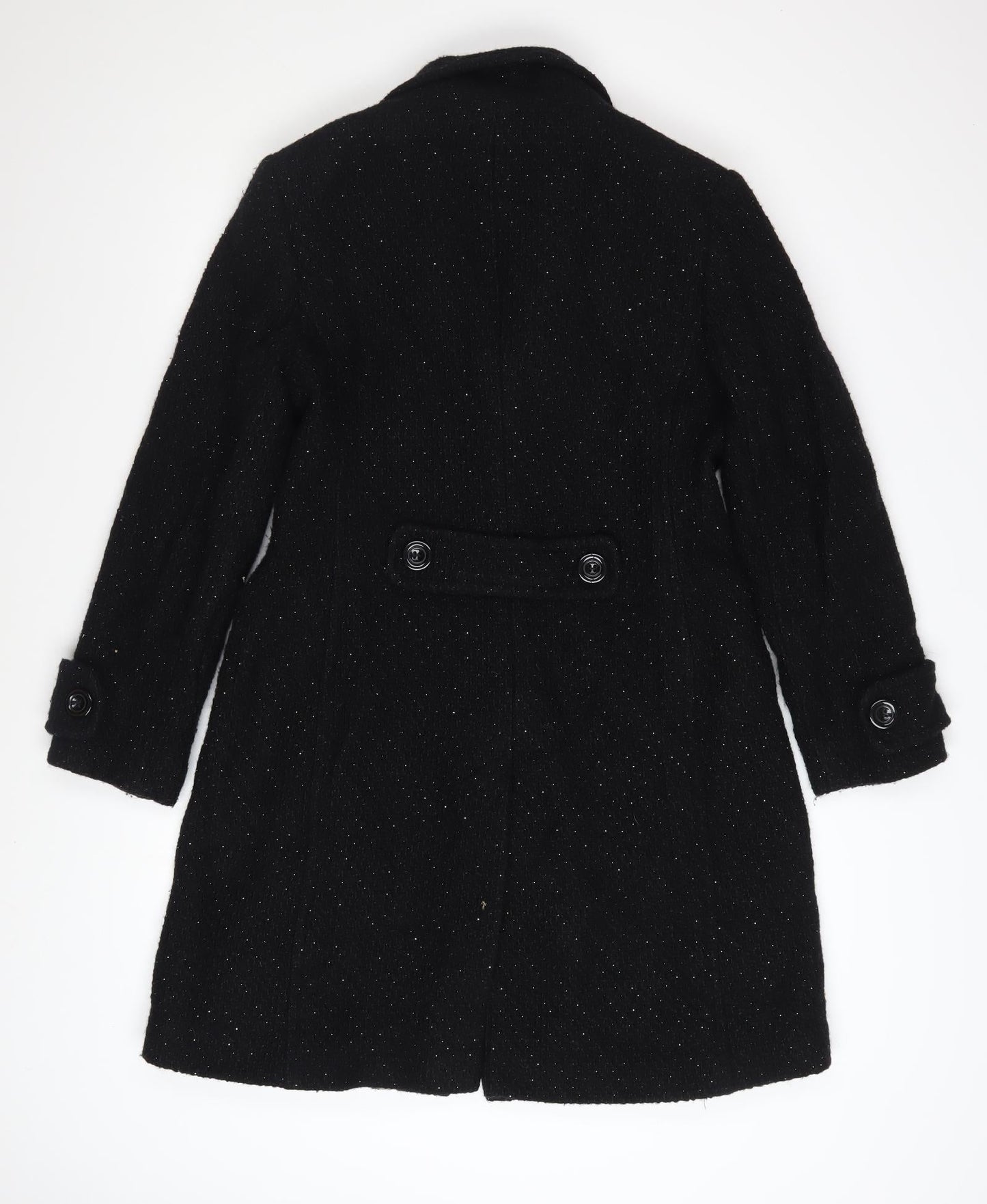 Next Women's Black Wool Blend Mid-Length Overcoat Size 14