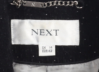 Next Women's Black Wool Blend Mid-Length Overcoat Size 14